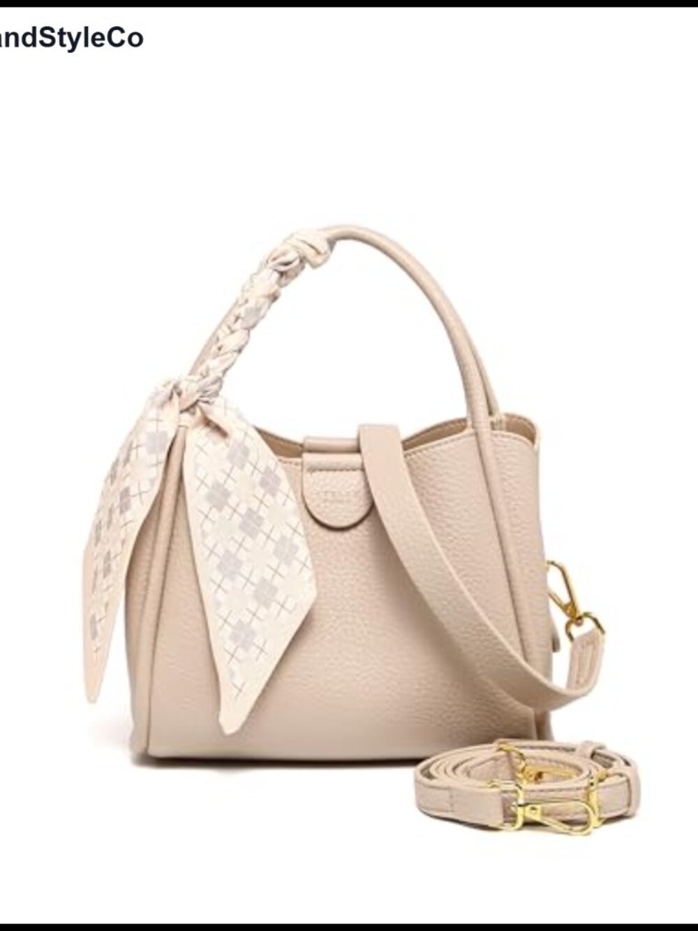 Women's Bucket Bag with Silk Scarf Top Handle Shoulder Bag